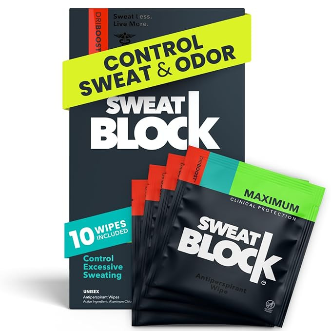 SweatBlock Antiperspirant Underarm Wipes for Men & Women - Clinical Strength for Hyperhidrosis & ... | Amazon (US)