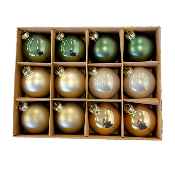 Glass Ball Ornament Set - Green 12 Pack | Fig and Dove