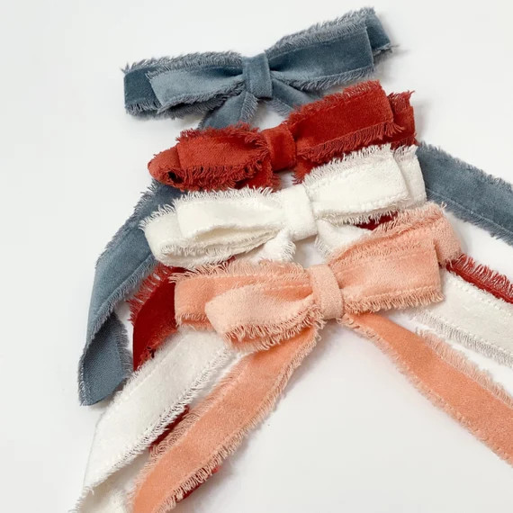 Frayed Velvet Ribbon Bow  Big Girls Bow  Adult Bows  Velvet - Etsy | Etsy (US)