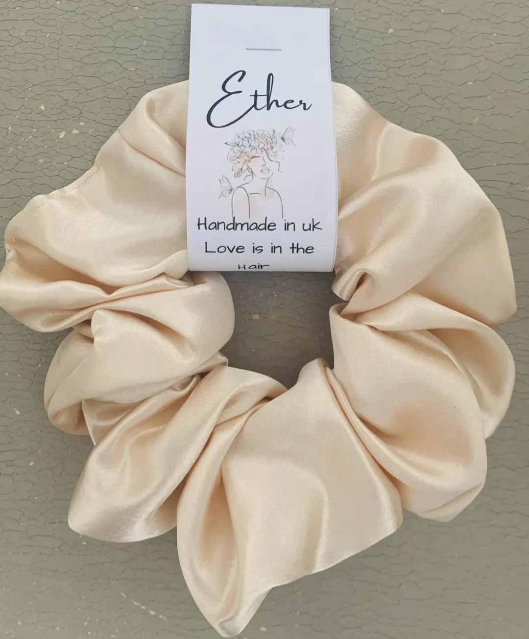 CHAMPAGNE Handmade Scrunchie Extra Large Silk Satin Hair Tie Accessorise hair bobble Strong Elast... | Etsy (US)