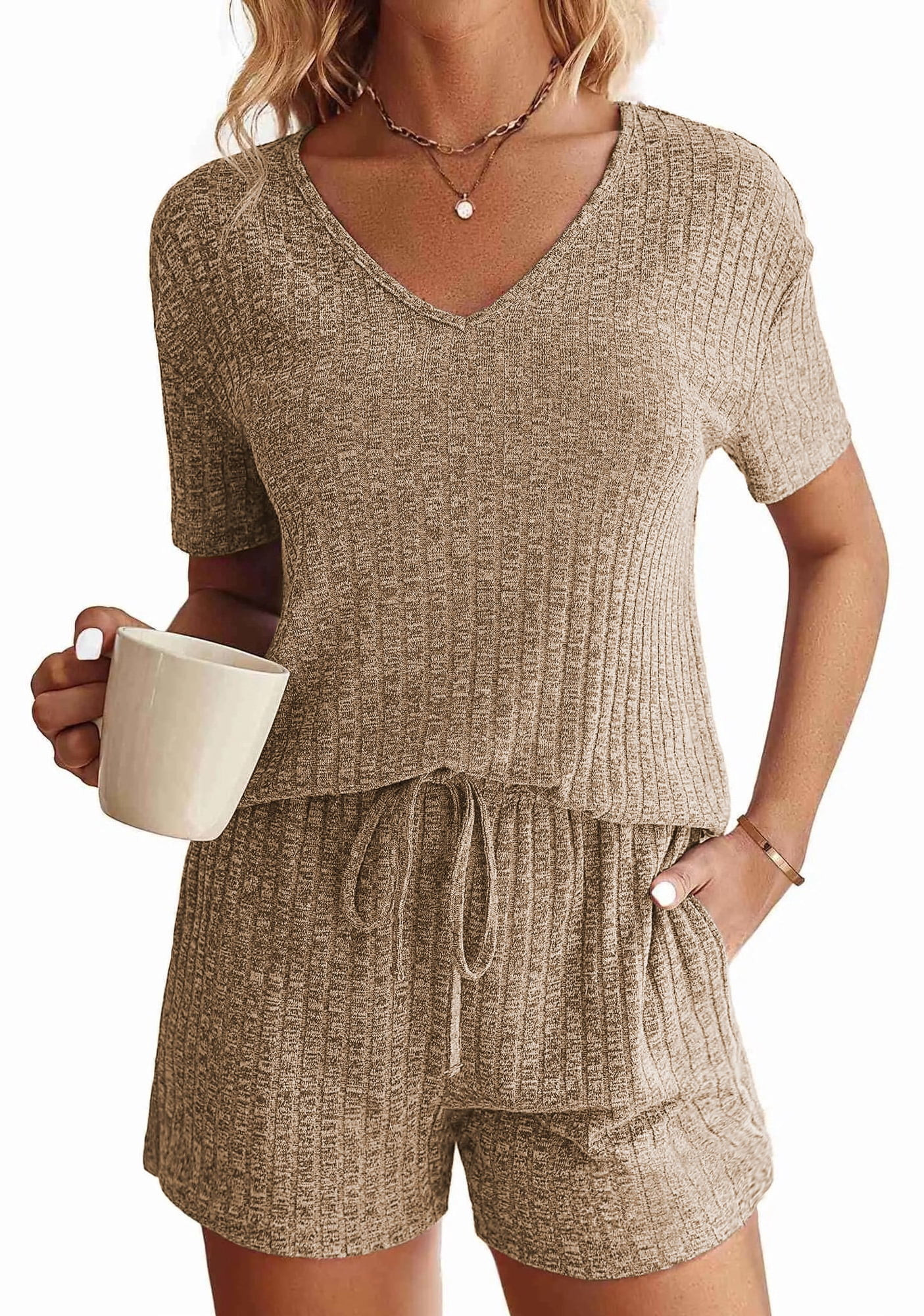 Fantaslook 2 Piece Sets Summer Pajamas Womens Tops and Shorts Sleepwear Outfits Lounge Sets Casua... | Walmart (US)