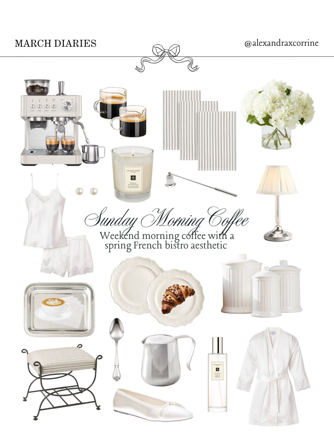 Sunday morning coffee ☕️ weekend morning coffee with a spring French bistro aesthetic 🦢

#cozyathome #homebodylife #sundaymorningcoffee #selfcaresundays #pinterestinspo 

[ at home coffee essentials, weekend coffee at home, cozy homebody lifestyle, spring style aesthetic, self care Sunday, Nancy Meyers aesthetic, chic girl luxury, Pinterest mood board aesthetic ]

#LTKHome #LTKmorningroutine
