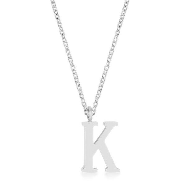 Kate Bissett Elaina Rhodium-plated Stainless Steel K Initial Necklace | Bed Bath & Beyond