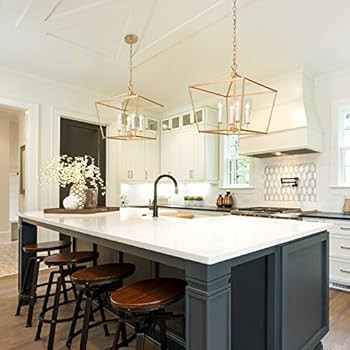 Gold Chandelier, Lantern Pendant Light Fixtures, Foyer Chandelier for Dining Room, Kitchen Island... | Amazon (US)