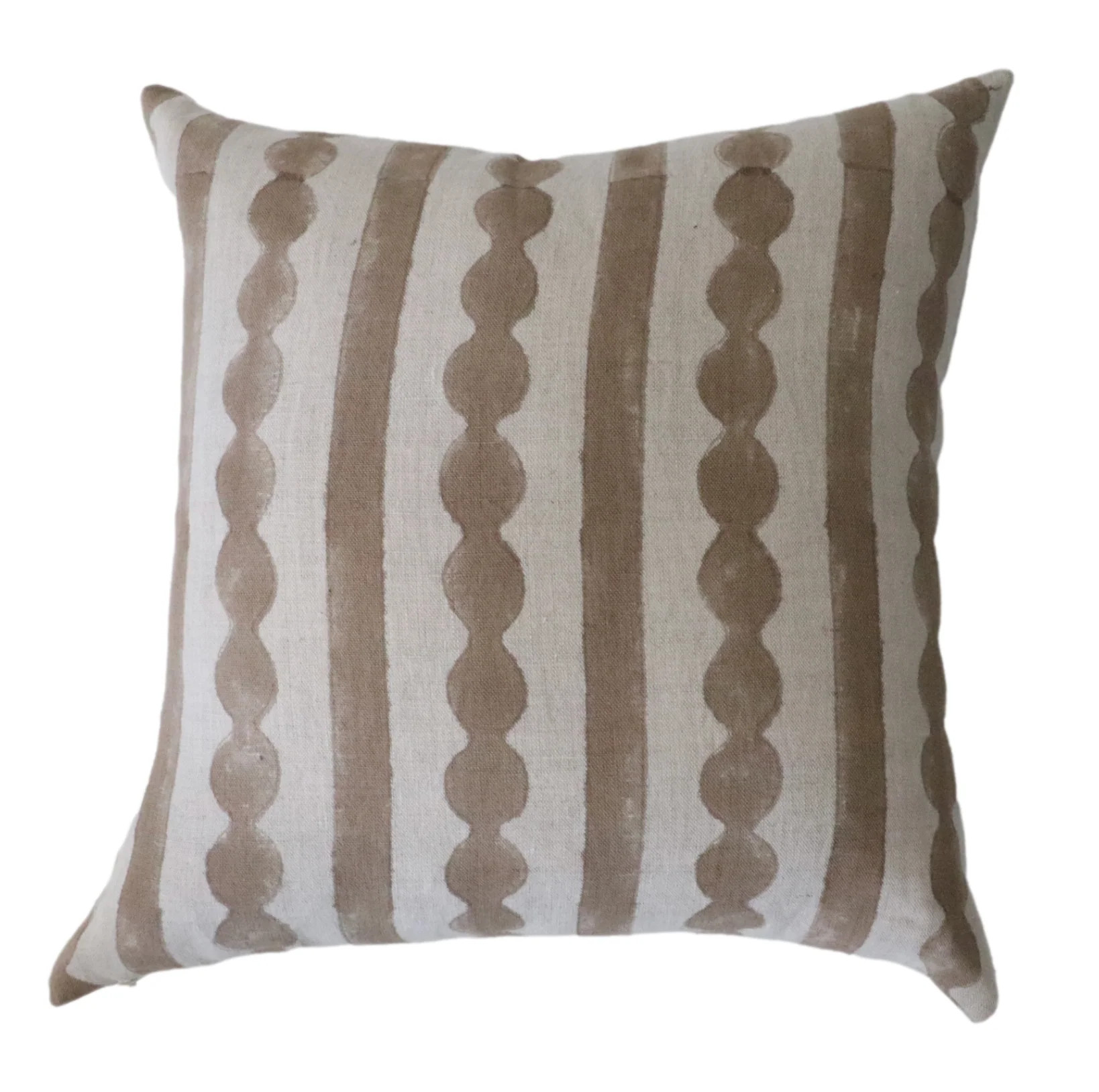 Tan Griffin Patterened Pillow Cover on 100% Natural Cotton | Danielle Oakey Interiors INC