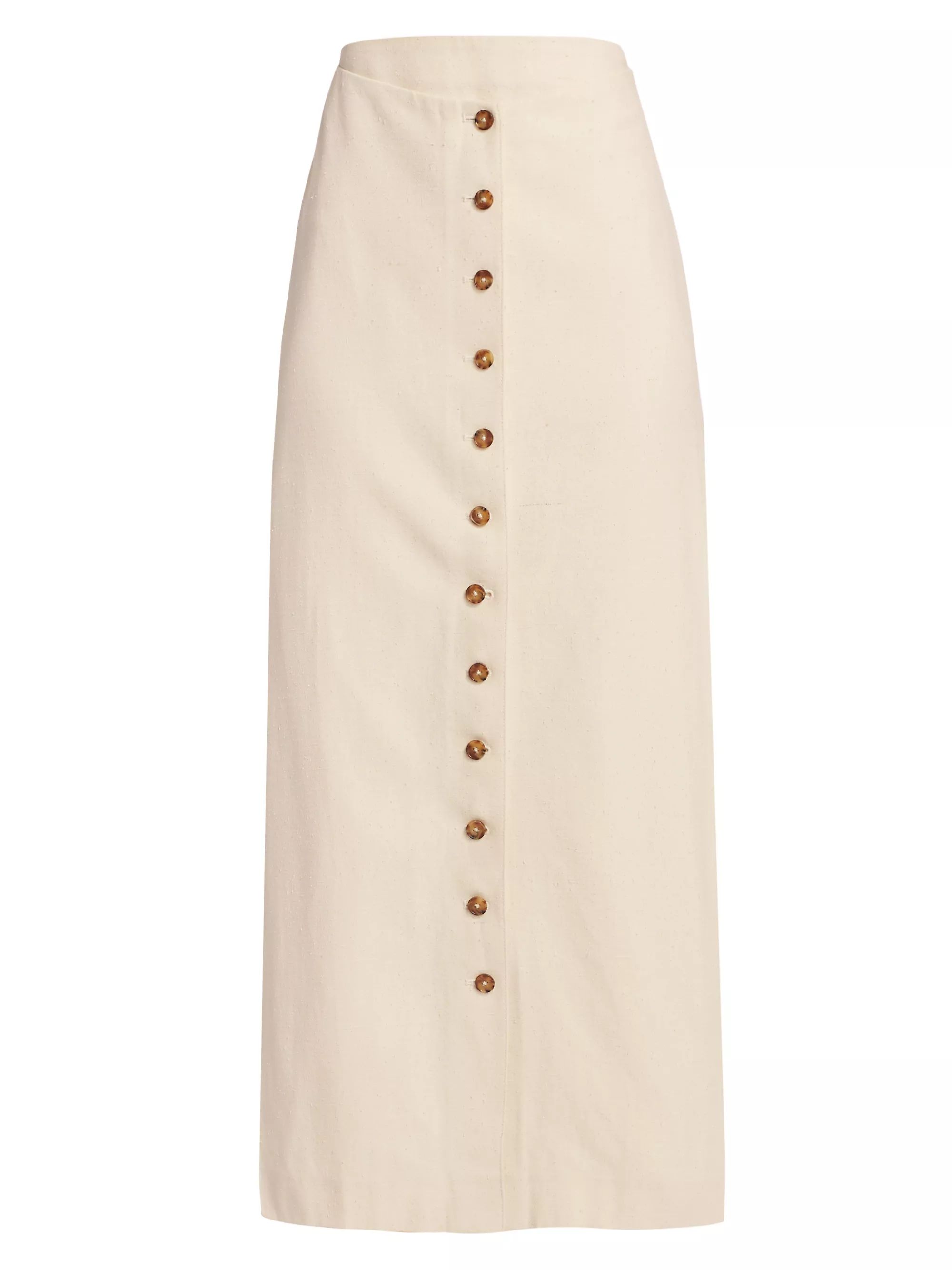 Cotton-Blend Button-Front Midi-Skirt | Saks Fifth Avenue