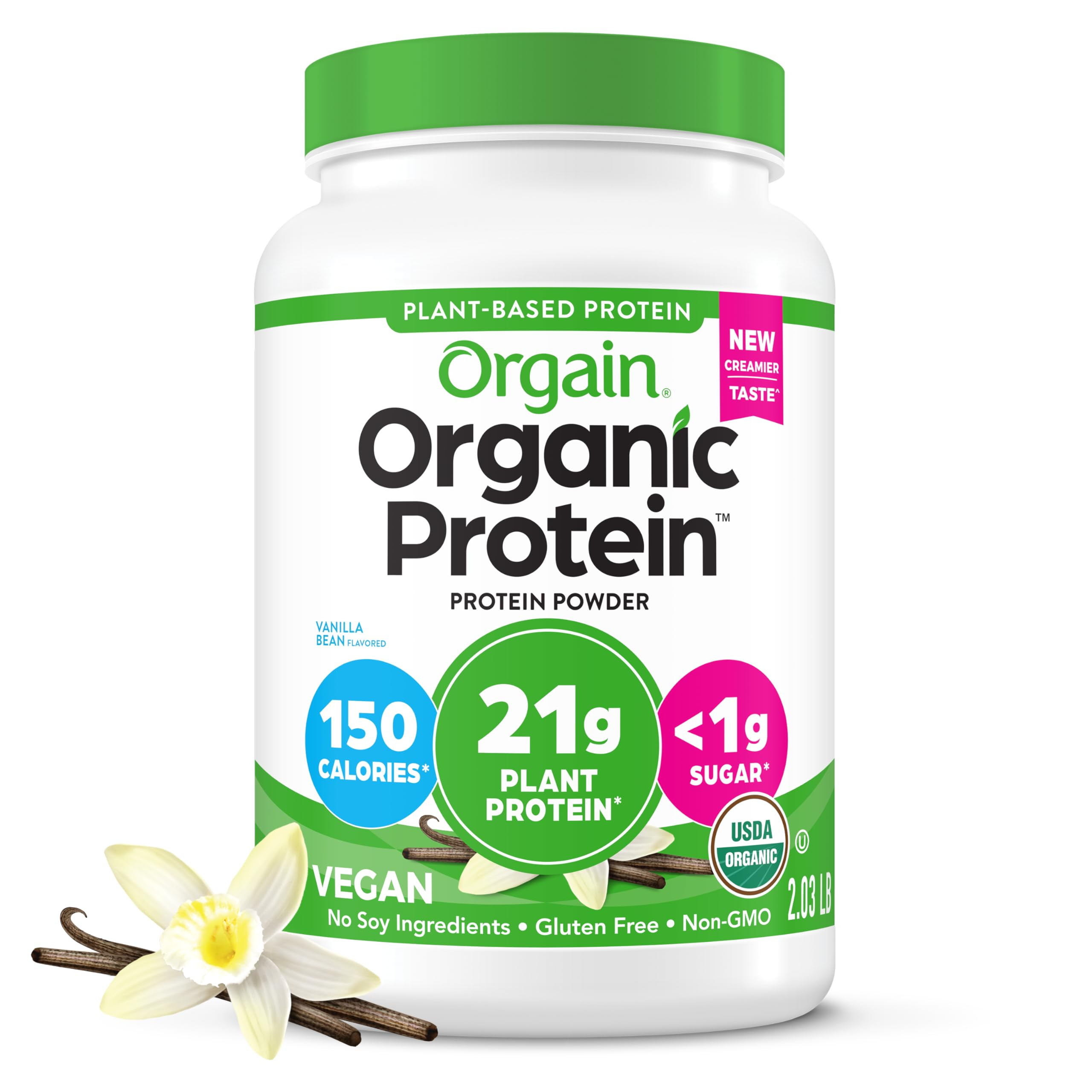 Amazon.com: Orgain Organic Vegan Protein Powder, Vanilla Bean - 21g Plant Protein, 6g Prebiotic F... | Amazon (US)