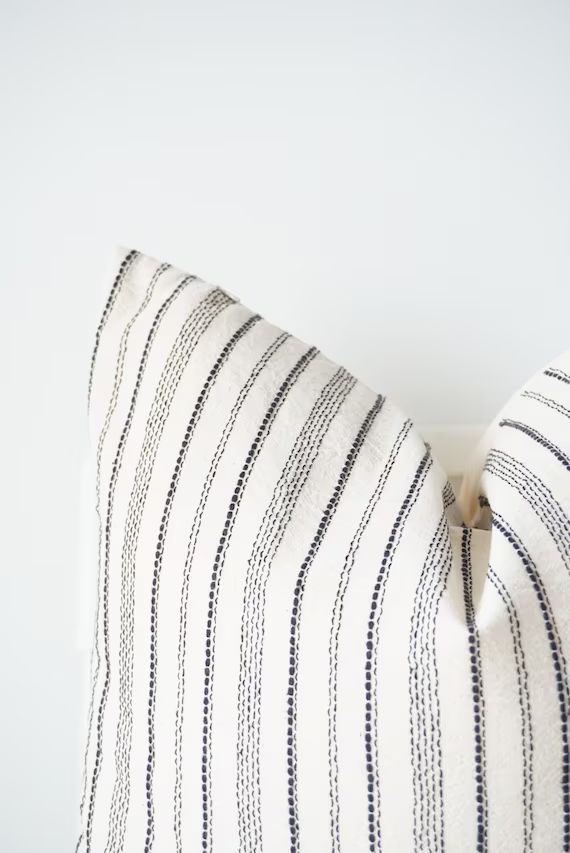 White Cream Black Striped Pillow Cover | Etsy | Etsy (US)