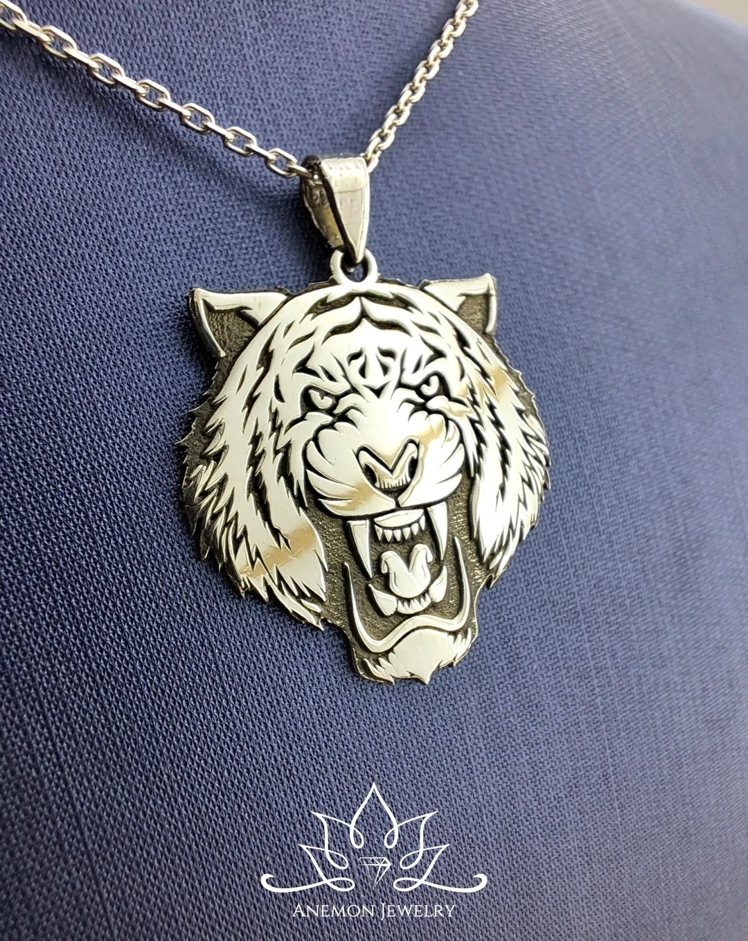 Tiger Necklace | 925 Sterling Silver | Tiger Head Pendant - Etsy | Etsy (US)