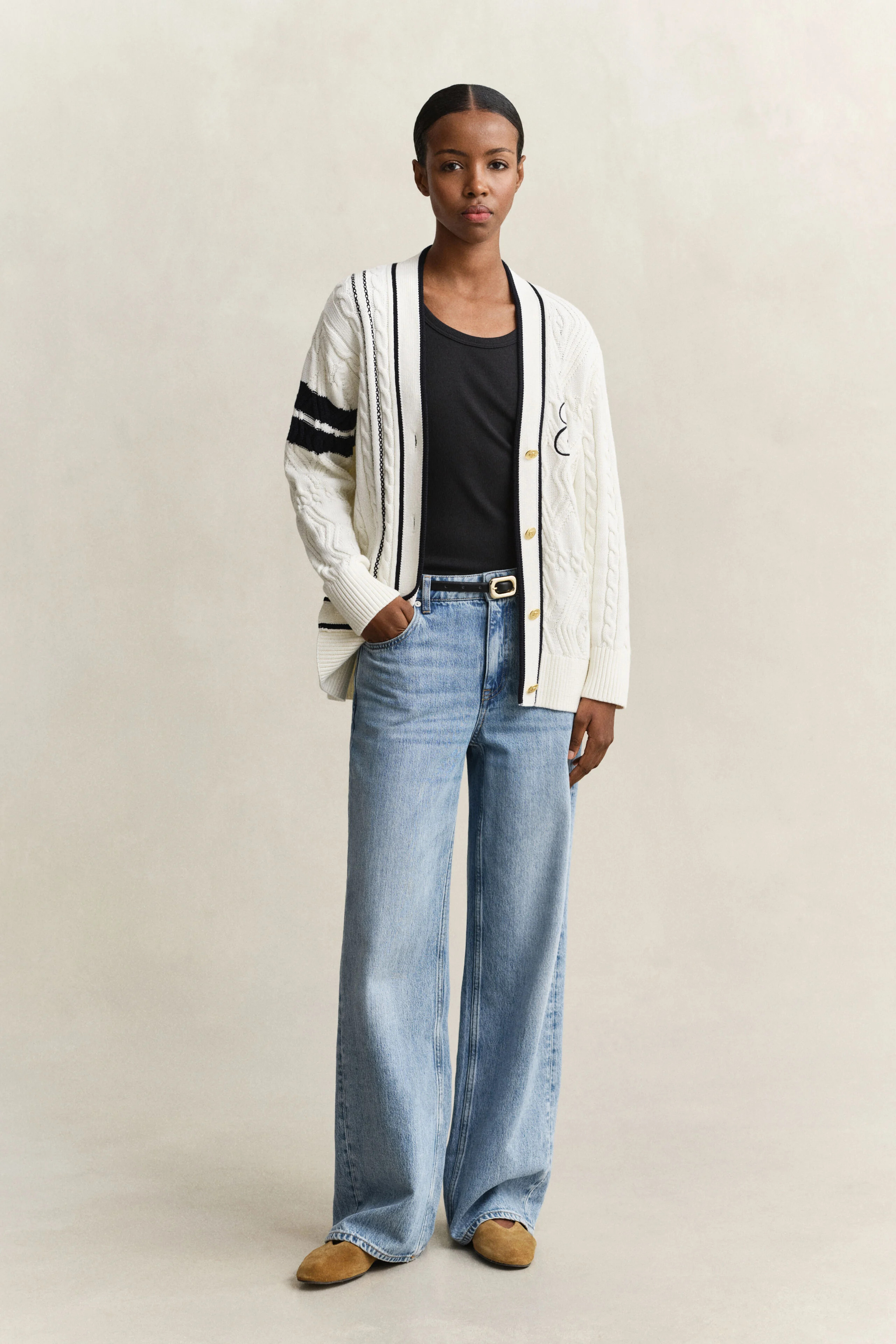 Varsity Cable Knit Cardigan | Gant