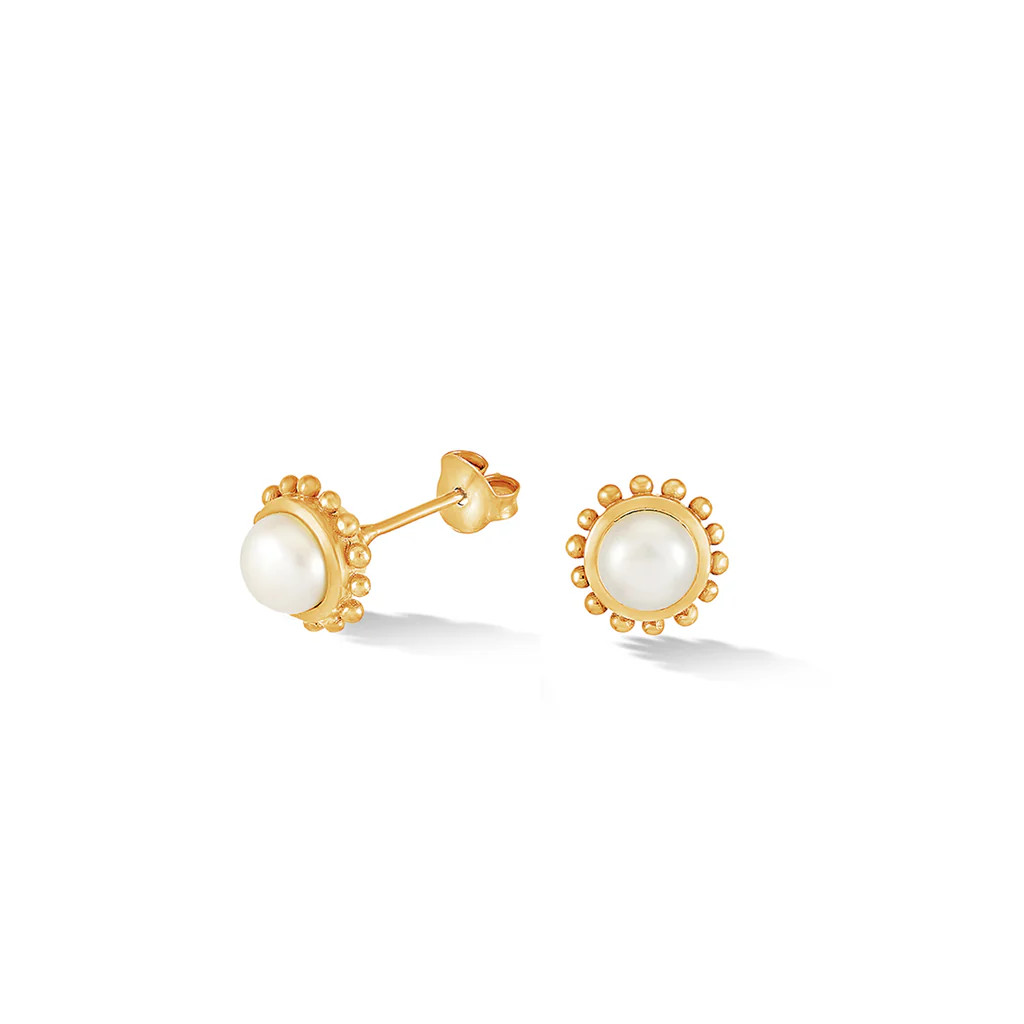 14k Gold Anemone Studs with White Pearl | Dower & Hall (Global)