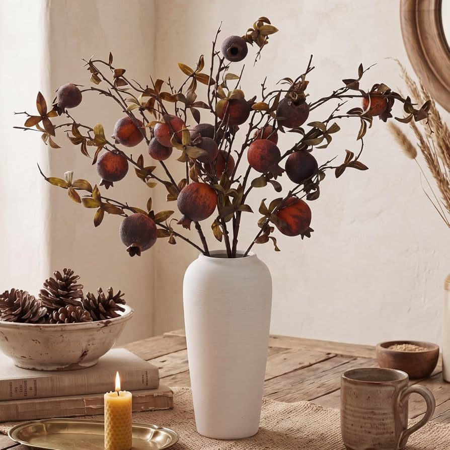 Thiccywoov 3 Pcs Faux Dried Pomegranate Branch 36 Inch Rustic Vintage | Amazon (US)