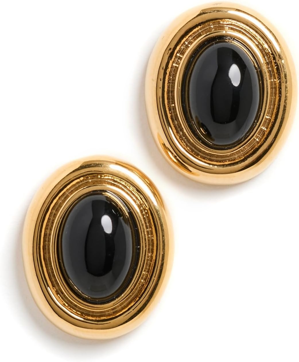 Prize Black & Gold Statement Earrings – Women’s Vintage-Inspired Gold-Plated Brass Earrings with Black Enamel, Lightweight Everyday Style for Pierced Ears | Amazon (US)