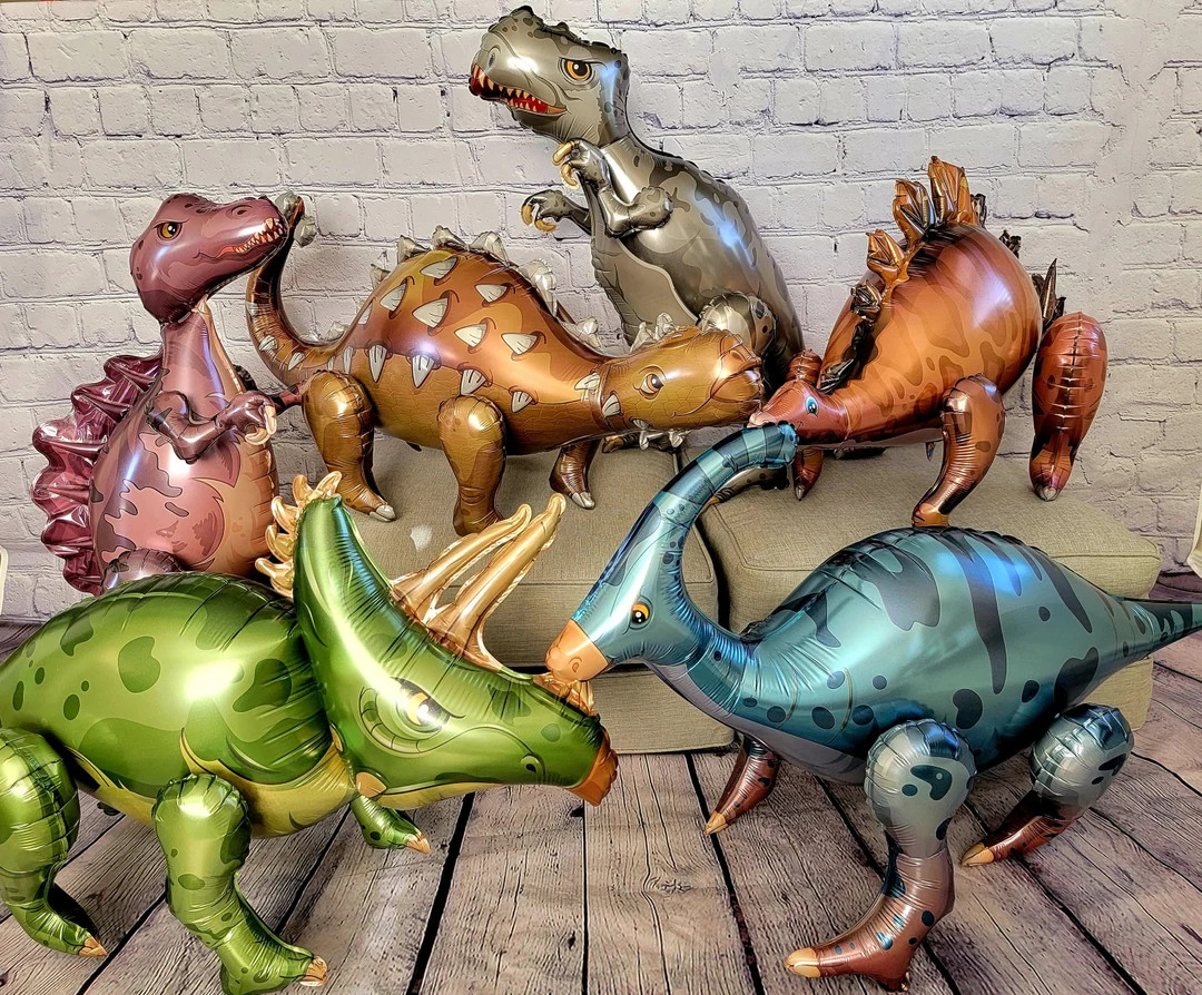 Dinosaur Balloon Set of 6 JUMBO Mylar Walking Foil Balloons | Etsy (US)