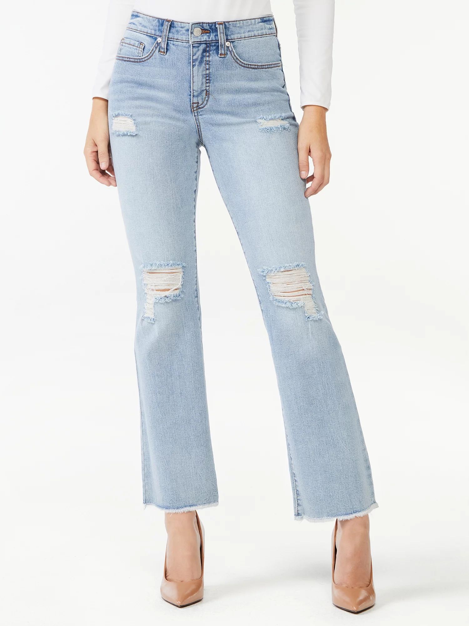 Sofia Jeans Women's Mayra High Waist Crop Kick Flare Jeans | Walmart (US)