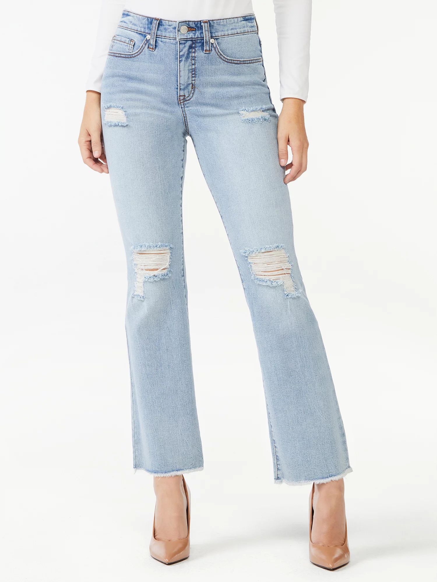 Sofia Jeans by Sofia Vergara Women's Mayra High Rise Kick Crop Flare Jeans | Walmart (US)