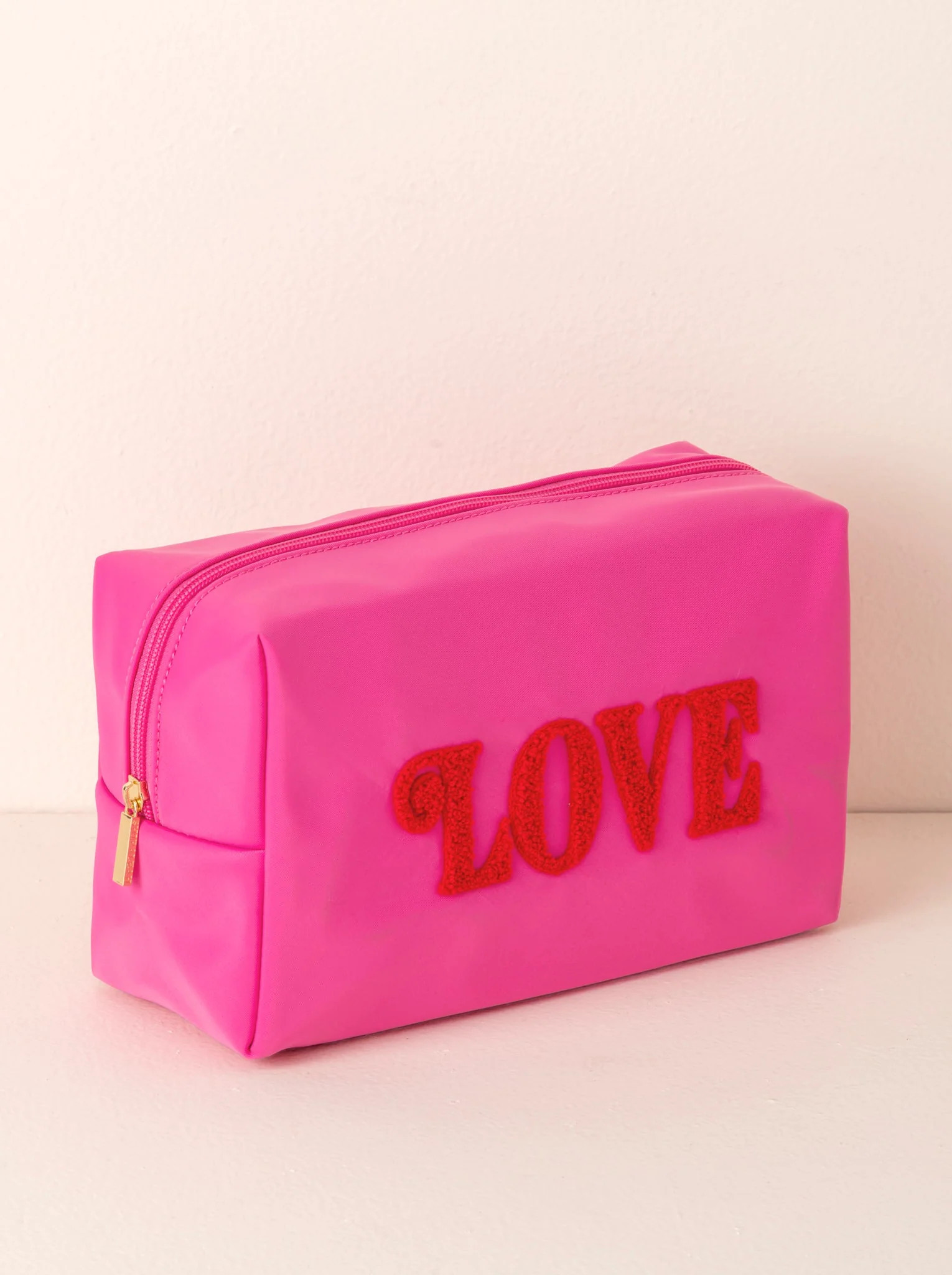 Shiraleah Cara "Love" Large Cosmetic Pouch, Pink | Shiraleah