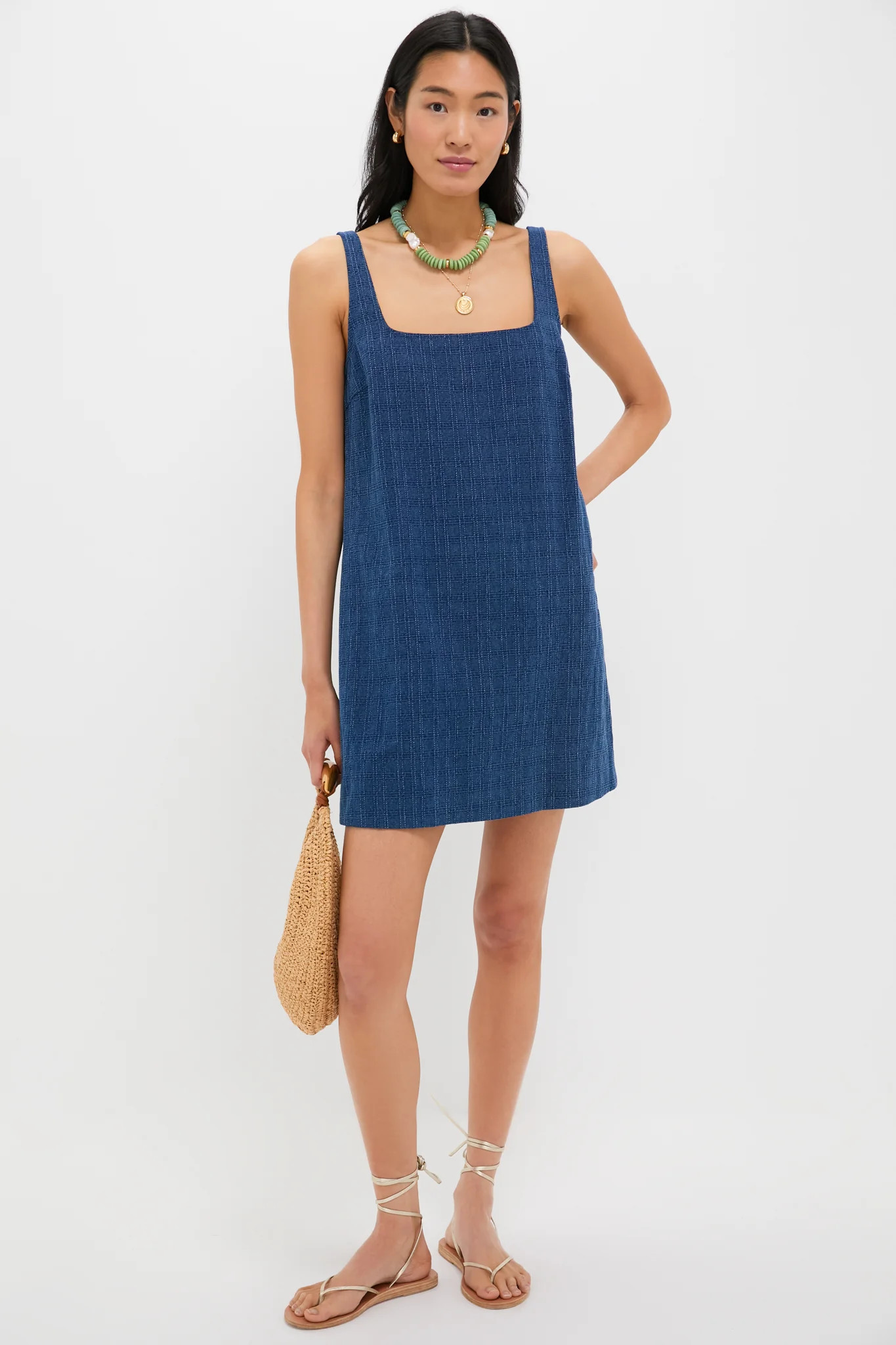Textured Windowpane Denim Cassie Dress | Tuckernuck (US)