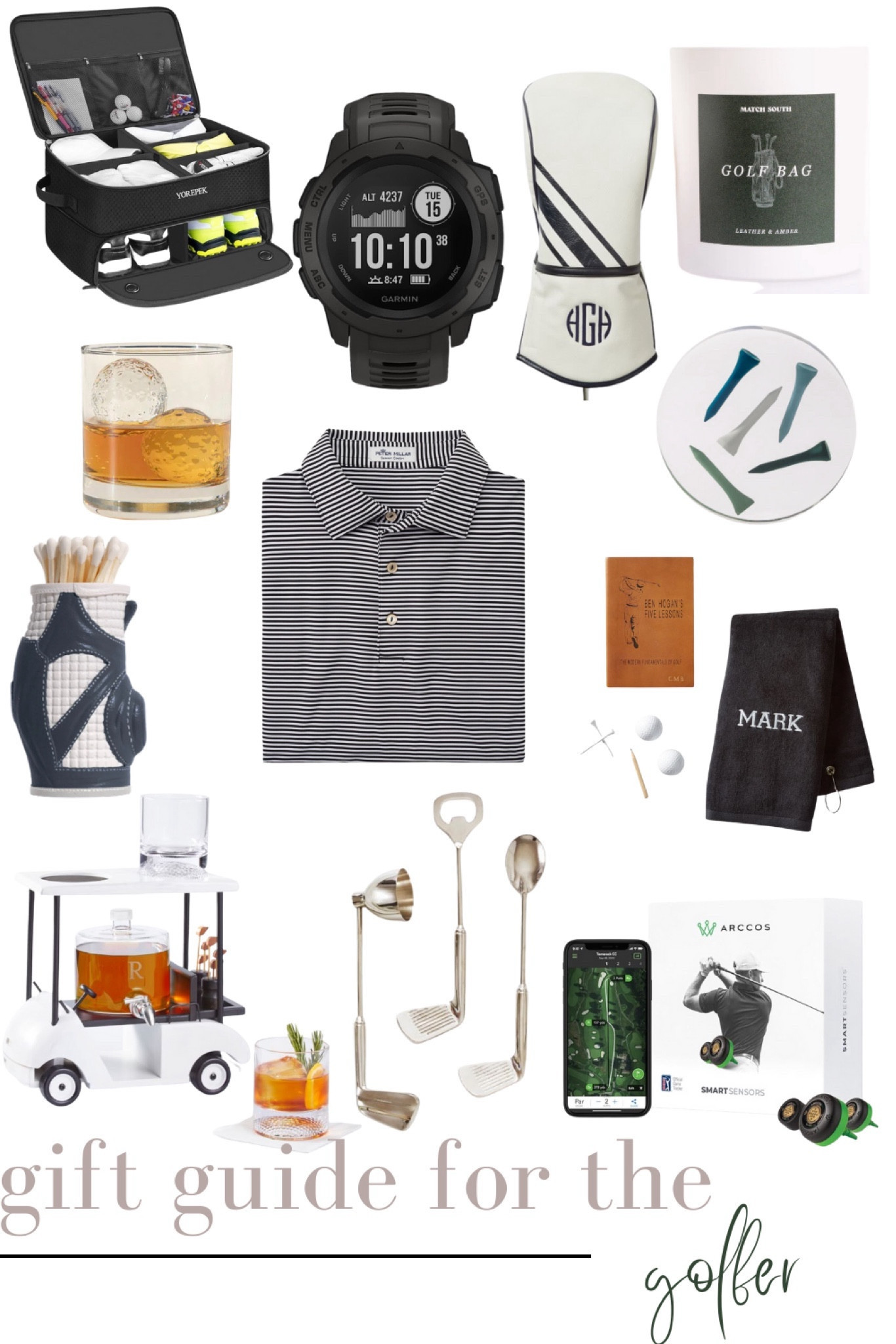Gift guide, for the golfer, golf storage, garmin, golf club cover, golf bag candle, drink chillers, match, polo, coasters, golf towel, drink decanter set, range finder 

#LTKGiftGuide #LTKHoliday #LTKSeasonal
