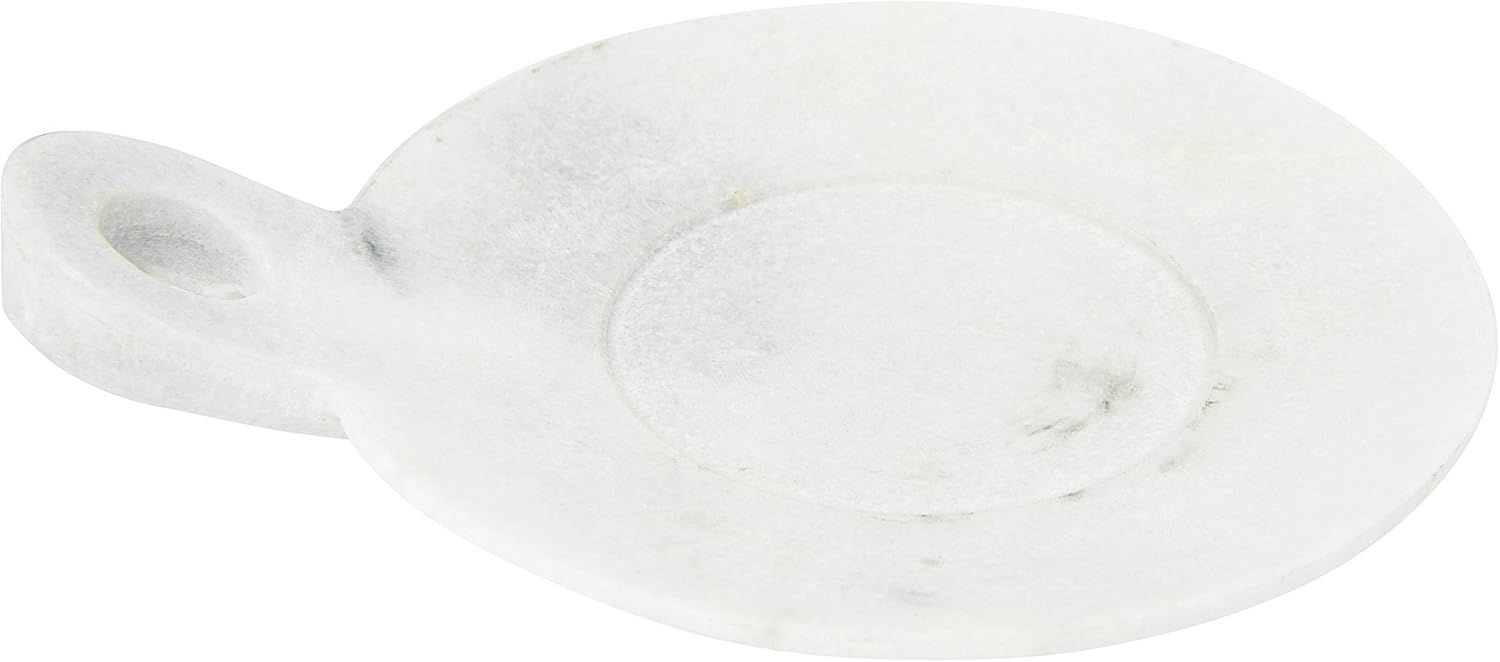Creative Co-Op Small Marble Handle Dish, 5" x 3.5", White | Amazon (US)