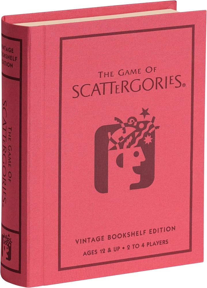 WS Game Company Scattergories Vintage Bookshelf Edition Linen Fabric-Wrapped Book Case with Integ... | Amazon (US)