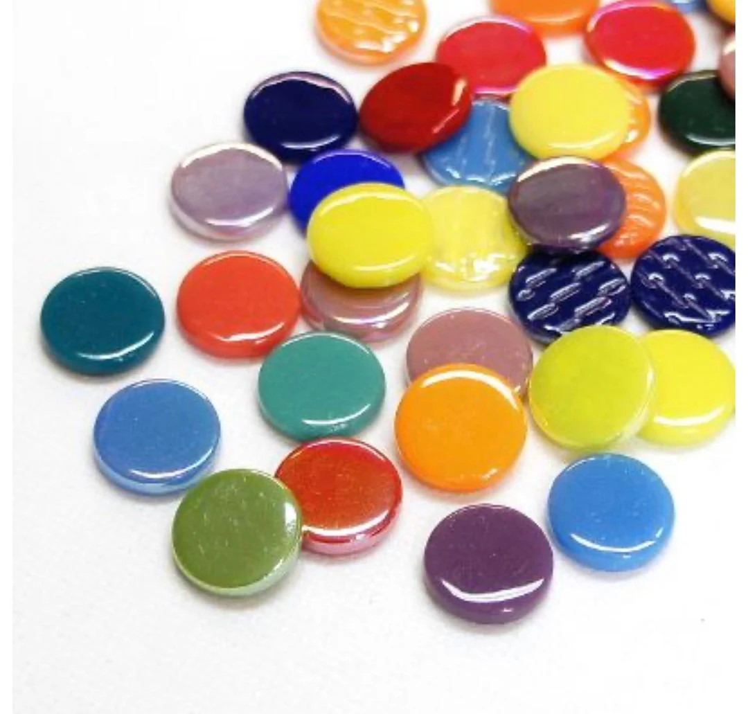 Mosaic Tiles/ 18mm Glass Penny Round Mix Mosaic Glass Tiles// 1/4 Pound (+\-50pc) Mosaic Tiles// ... | Etsy (Global)