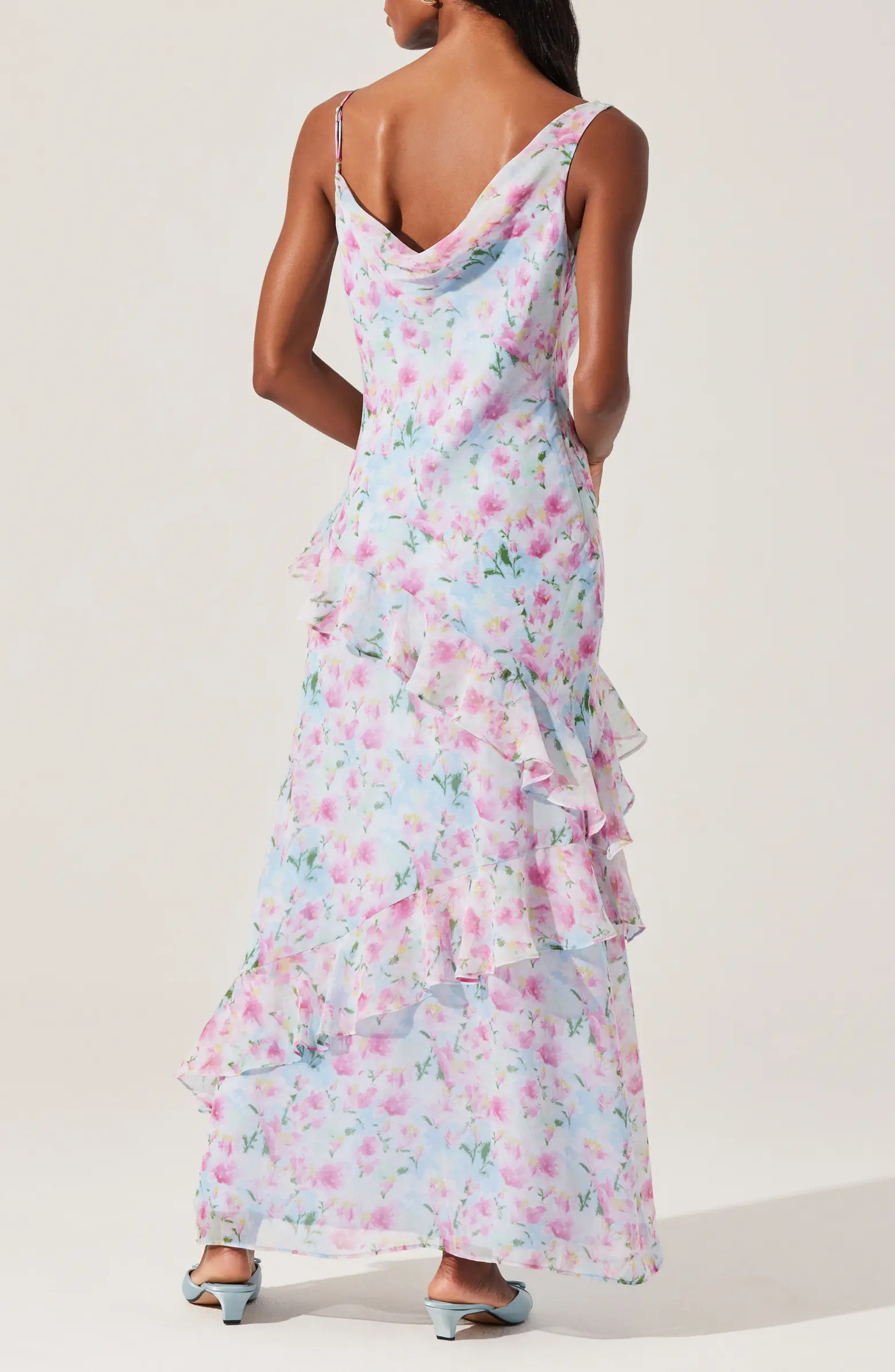 ASTR the Label Levina Asymmetric Ruffle Chiffon Maxi Dress | Nordstrom | Nordstrom