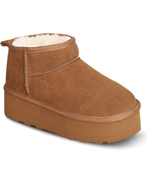 WICDIC Platform Mini Boot For Women Short Ankle Boot Fur Fleece Lined Sneakers Classic Ultra Snow... | Amazon (US)