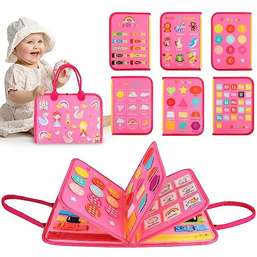 Busy Board for Toddlers Montessori Toys for 2 Years Old Girl Birthday Gift, 7 in 1 Preschool Learning Activities Toddler Travel Toys for Ages 1-4 with Life Skill, Car Ride Toys for Toddlers 1-3 | Amazon (US)