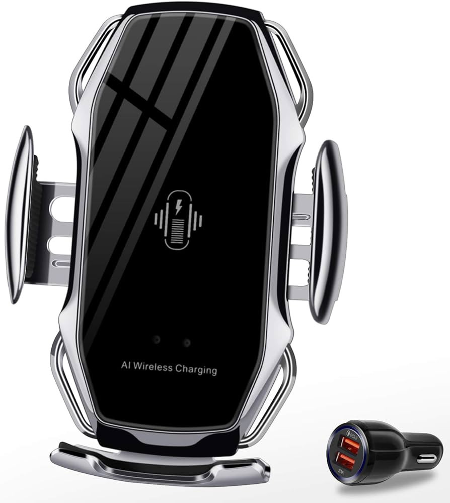 Wireless Car Charger,10W Qi Fast Charging Auto-Clamping Car Phone Mount Air Vent Phone Holder Com... | Amazon (US)