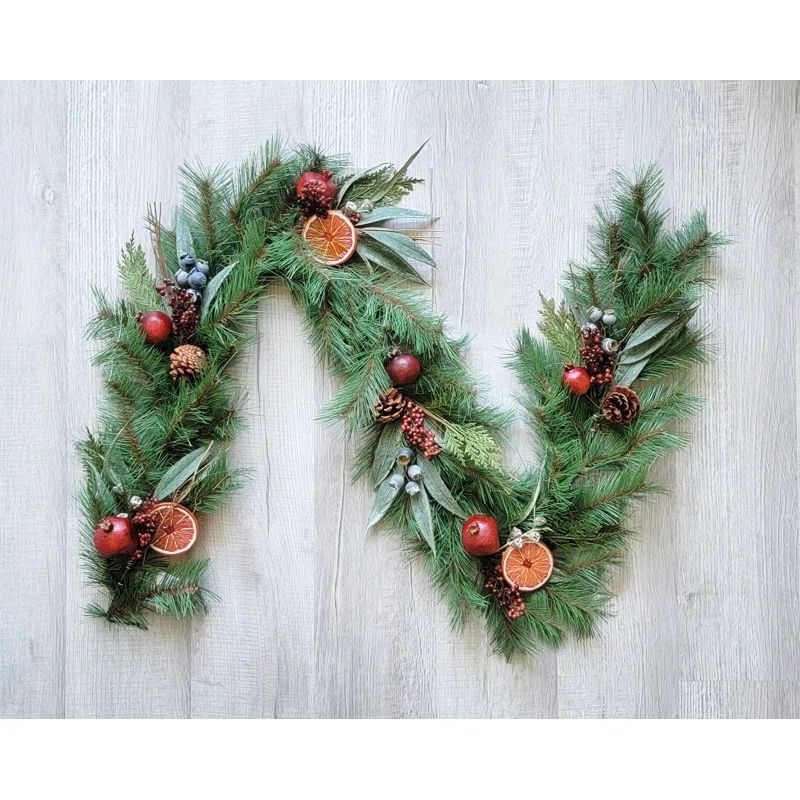 6' Pomegranate Orange Pinecone Fruits Garland | Wayfair North America