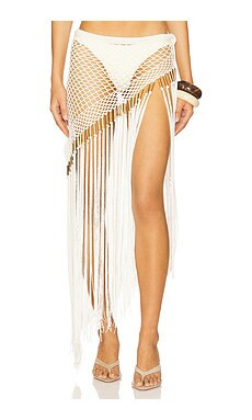 My Beachy Side Aria Hand Crochet Fringe Skirt in Ivory from Revolve.com | Revolve Clothing (Global)