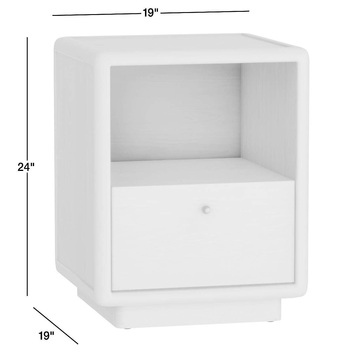 Lafayette 19" Whitewashed Wood Narrow Nightstand + Reviews | Crate & Barrel | Crate & Barrel