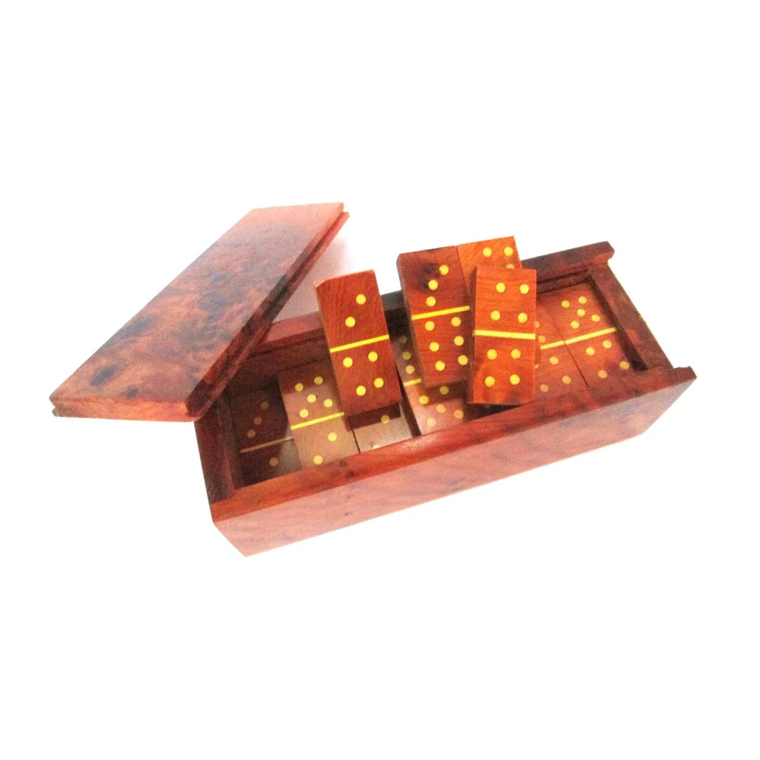 Fast Shipping Double 6 Dominoes Set Thuya Burl Wood Domino Set With Box Handmade Domino Game Wood... | Etsy (US)