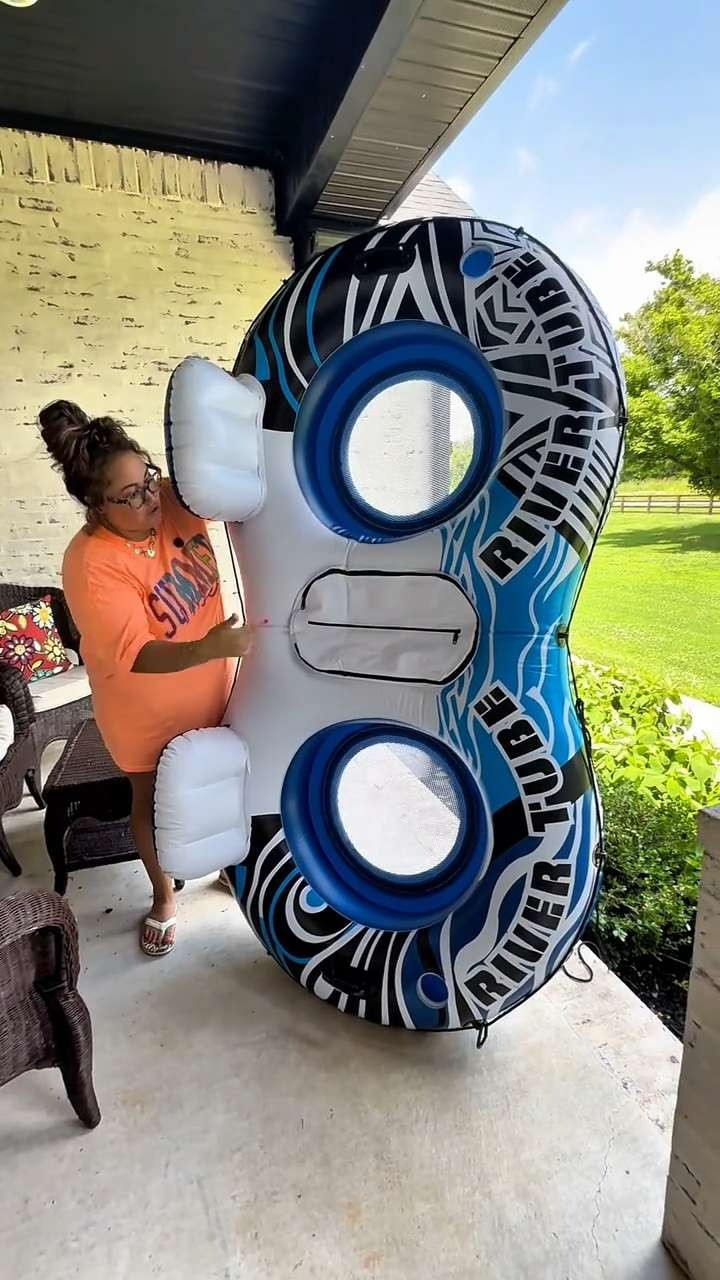 Inflatable River Tube Float, 2 Person Heavy Duty River Float for Adults with Removable Cooler, Cup Holders, Durable Handles & Grab Rope, Tubing Float for Lake Pool Floating 

 #LTKActive #LTKSwim #LTKTravel