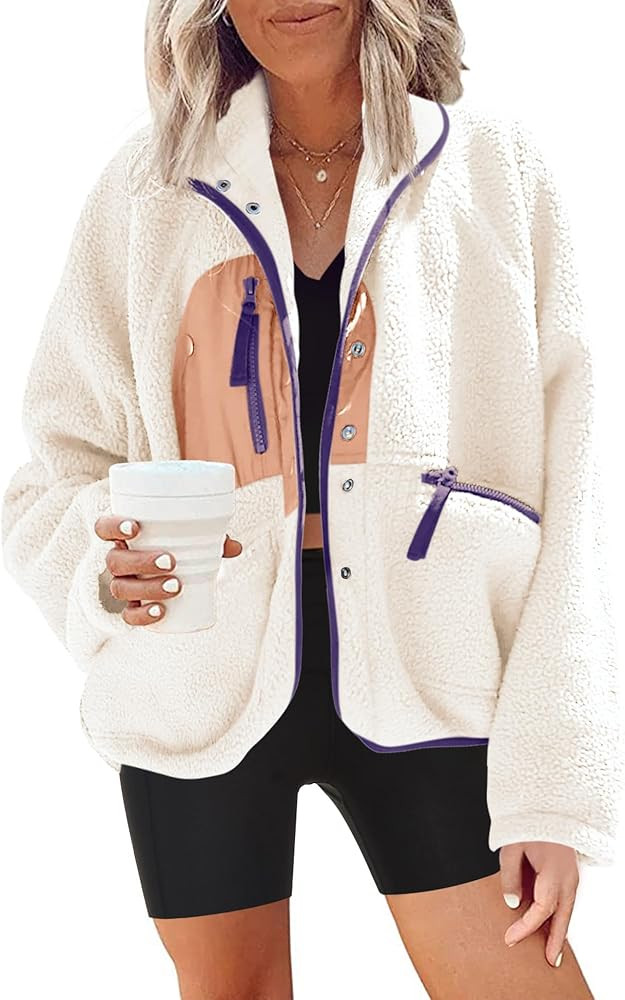 Nirovien Womens Fuzzy Fleece Jacket Button Down Sherpa Coats Casual Winter Warm Outwear with Pock... | Amazon (US)