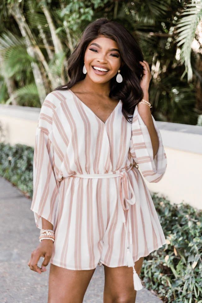 Justify Your Heart Striped Blush Romper FINAL SALE | The Pink Lily Boutique