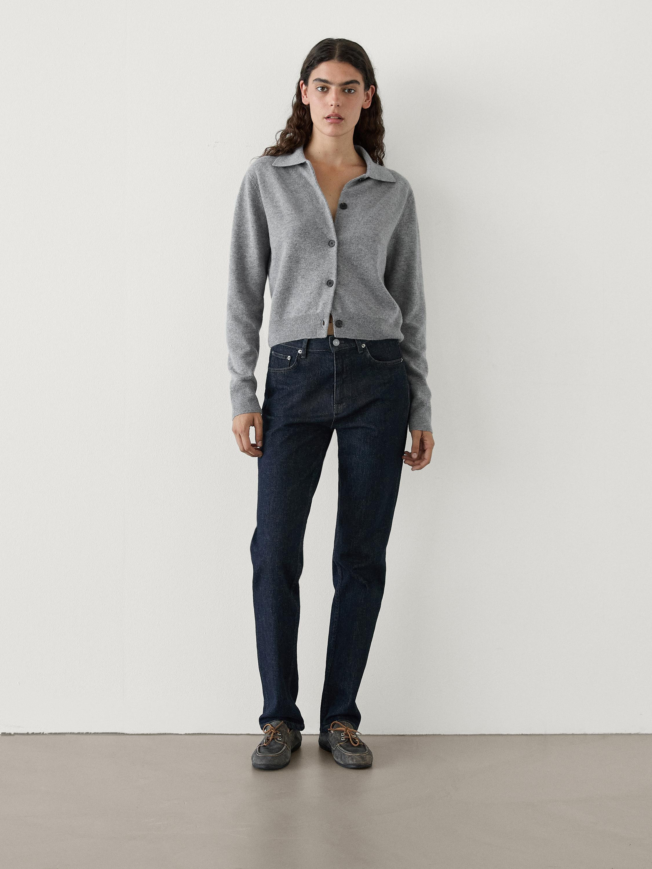 100% wool cropped knit cardigan | Massimo Dutti UK