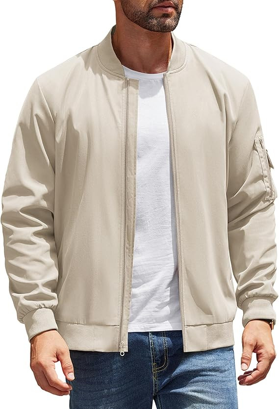 COOFANDY Men's Lightweight Bomber Jackets Casual Spring Fall Windbreaker Jacket Light Zip Up Coat... | Amazon (US)