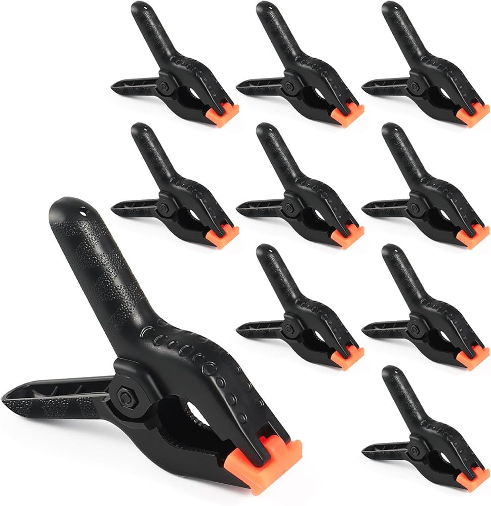 RELBRO Spring Clamps, 4.5 Inch Large Plastic Balloon Arch Clips, Heavy Duty, Black, 10 Pcs | Amazon (US)