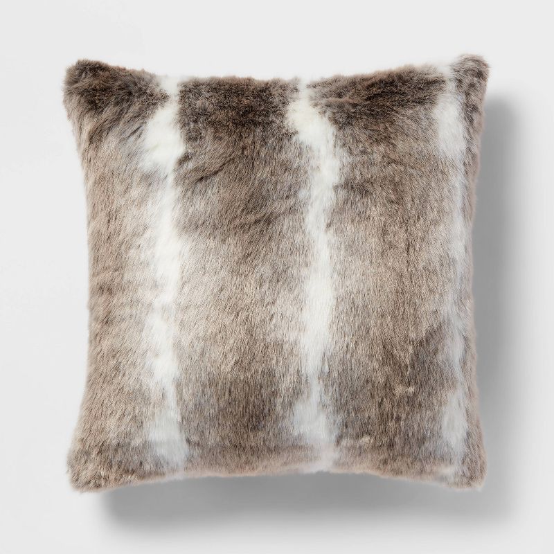Euro Ombre Faux Fur Decorative Throw Pillow Neutral - Threshold™ | Target