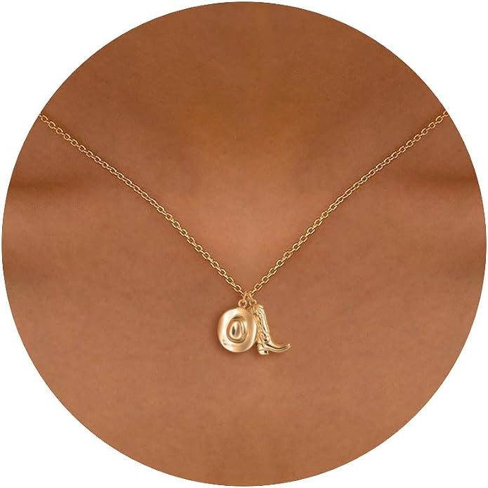 Dainty Gold Necklace: 14k Gold Plated Dianty Boots Bow Sun Moon Horse Evil Eye Conch Seahorse Nec... | Amazon (US)