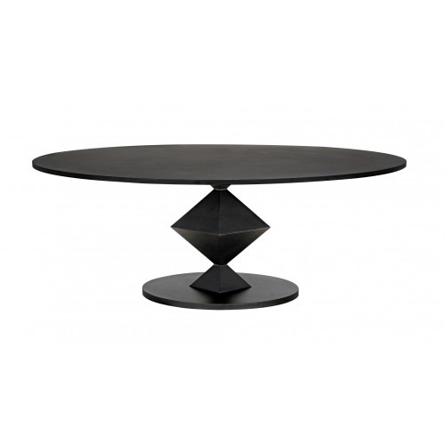 Noir Katana Oval Dining Table, Black Metal | Gracious Style