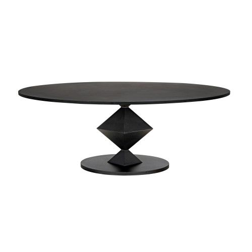 Noir Katana Oval Dining Table, Black Metal | Gracious Style