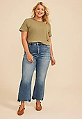 Plus Size Risen® High Rise Fray Hem Ankle Flare Jean | Maurices