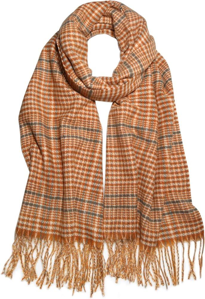 Winter Warm Tartan Plaid Houndstooth Checked Soft Scarf Classic Cashmere Feel Shawls Wraps SC337 | Amazon (US)