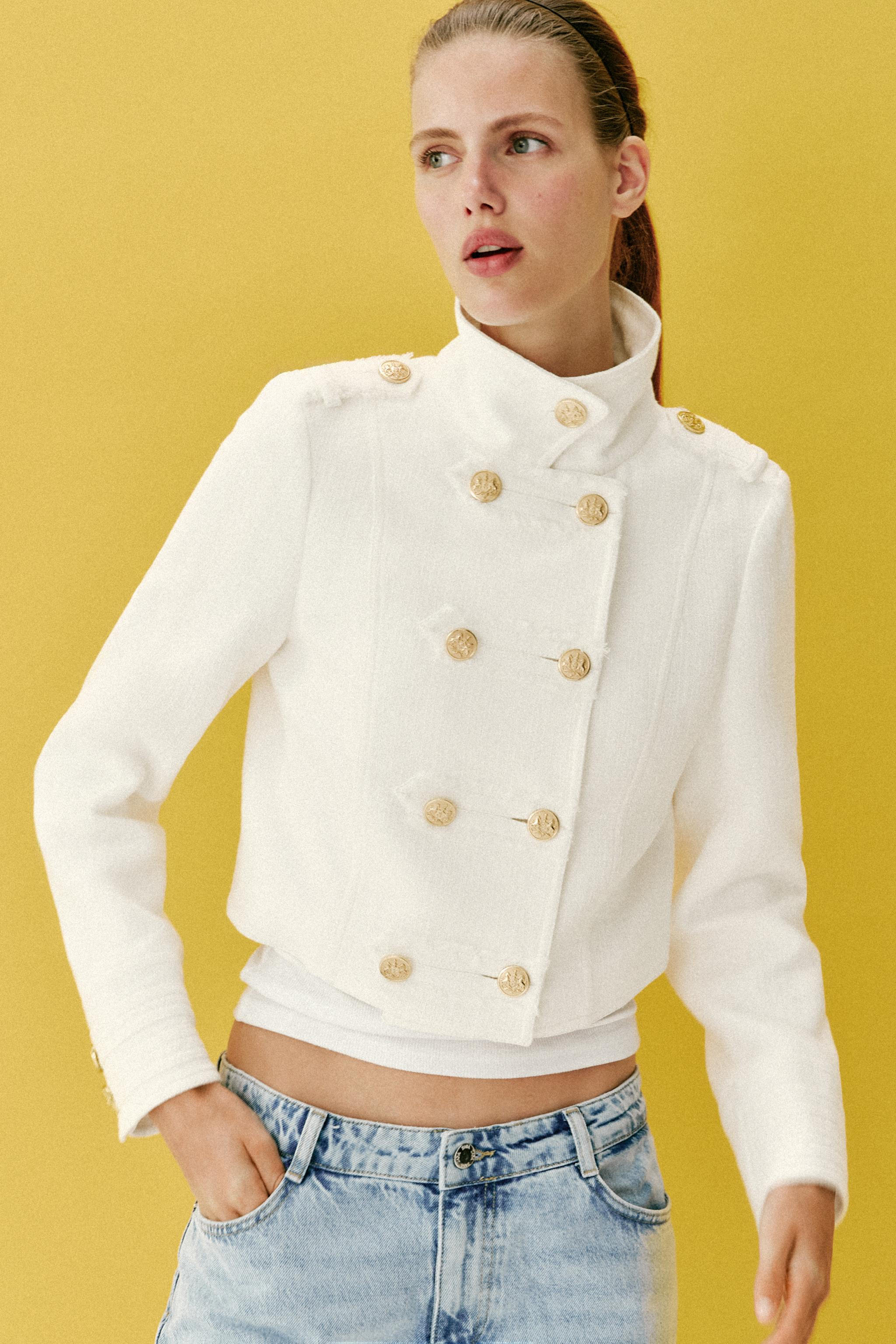 GOLD BUTTON WRAP JACKET | Zara US