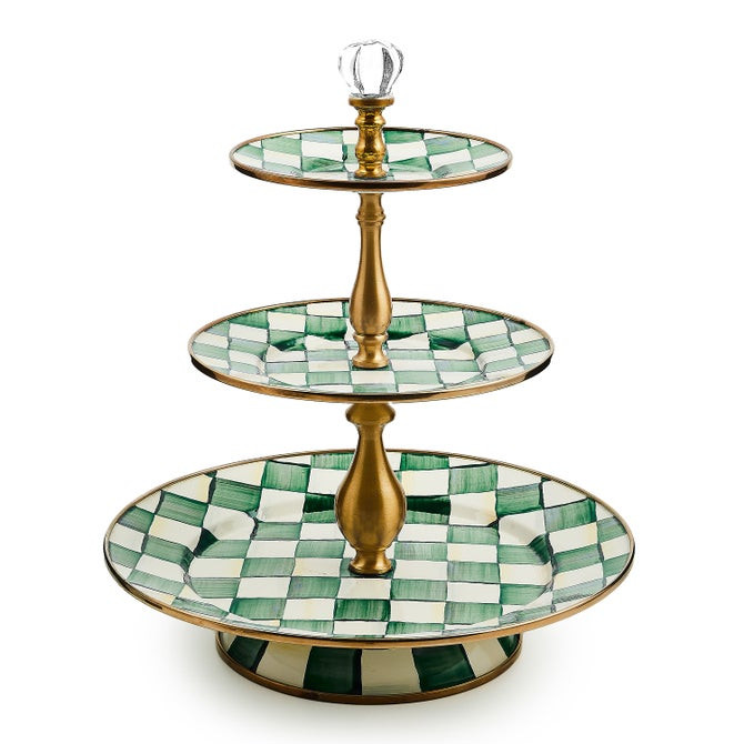 Emerald Check Three Tier Sweet Stand | MacKenzie-Childs