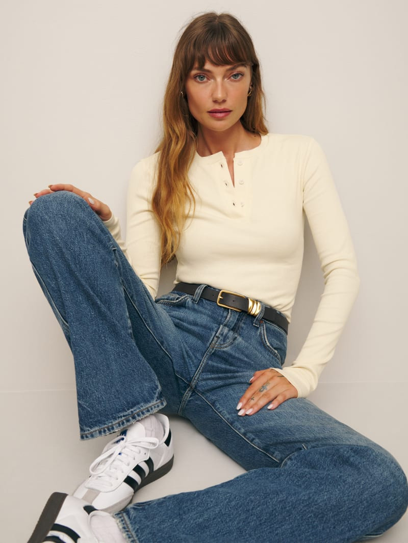 Hudson Long Sleeve Henley Tee | Reformation (Global)