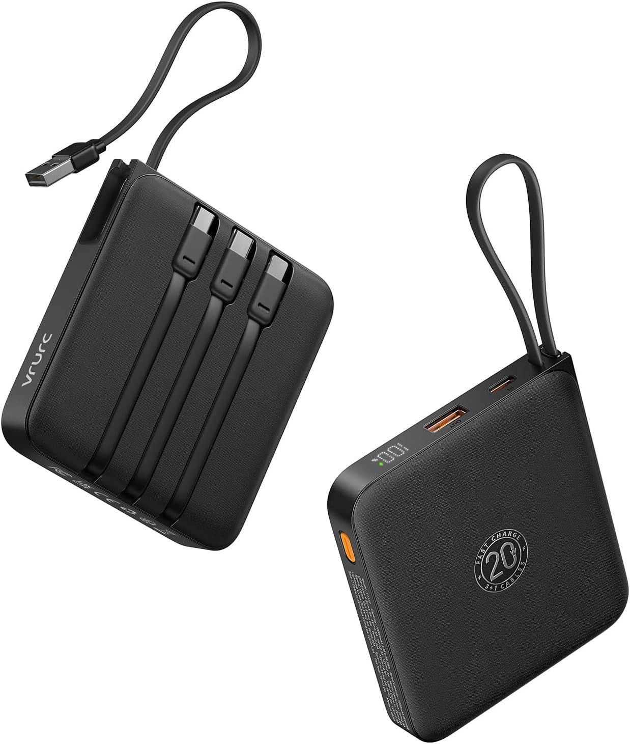 VRURC Portable Charger 20000mAh with Built-in 4 Cables 22.5W Fast Charging | Amazon (US)